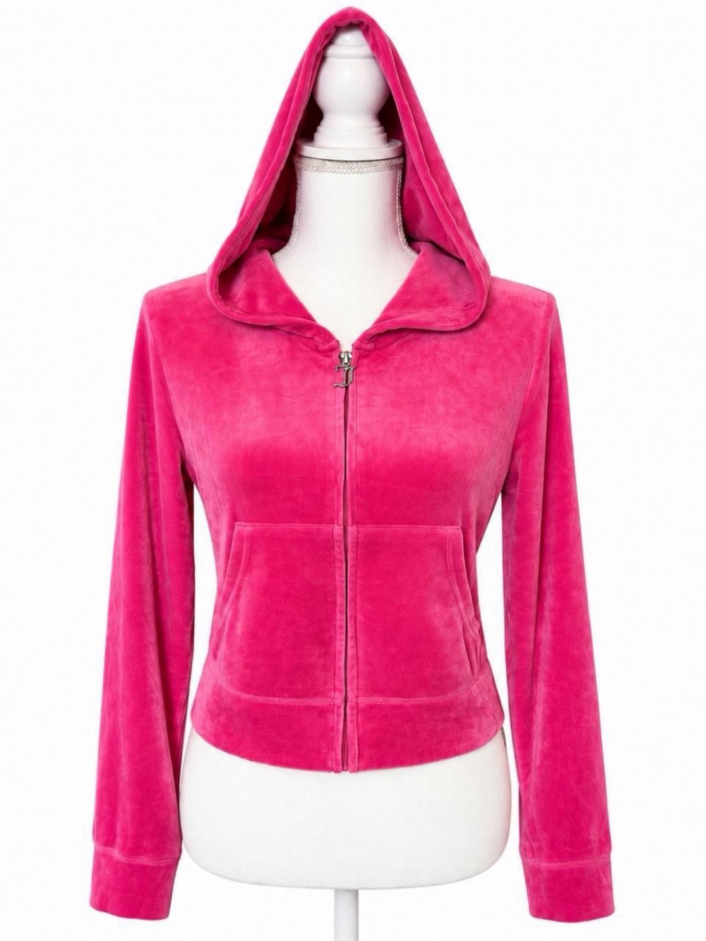 Juicy Couture Hot Pink Velour Rhinestone Zip Hoodie Size M